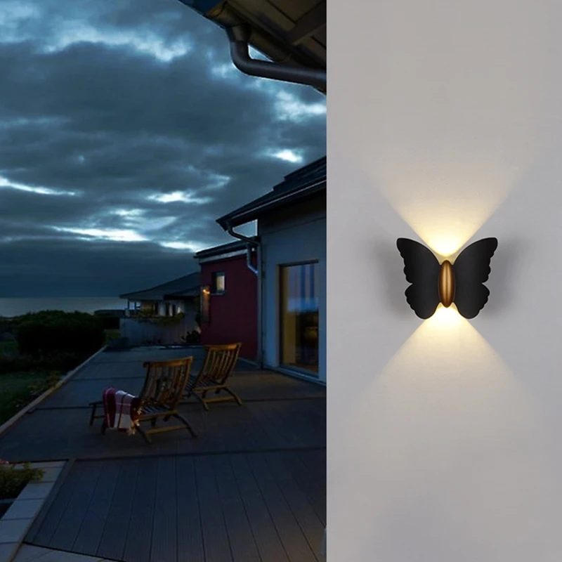 Съвременен творчески външен декоративен стенен лампа в скандинавски минималистичном стил, led, с монтиран на стената лампа, нощна стълбище, коридор, метална халба бира-пеперуда