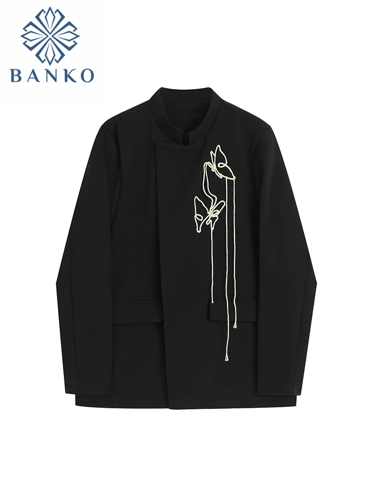 2023 Новата пролетно-лятна дамски эстетичная яке в китайски стил, палто с висока яка, однобортный блейзър, реколта на горно облекло оверсайз