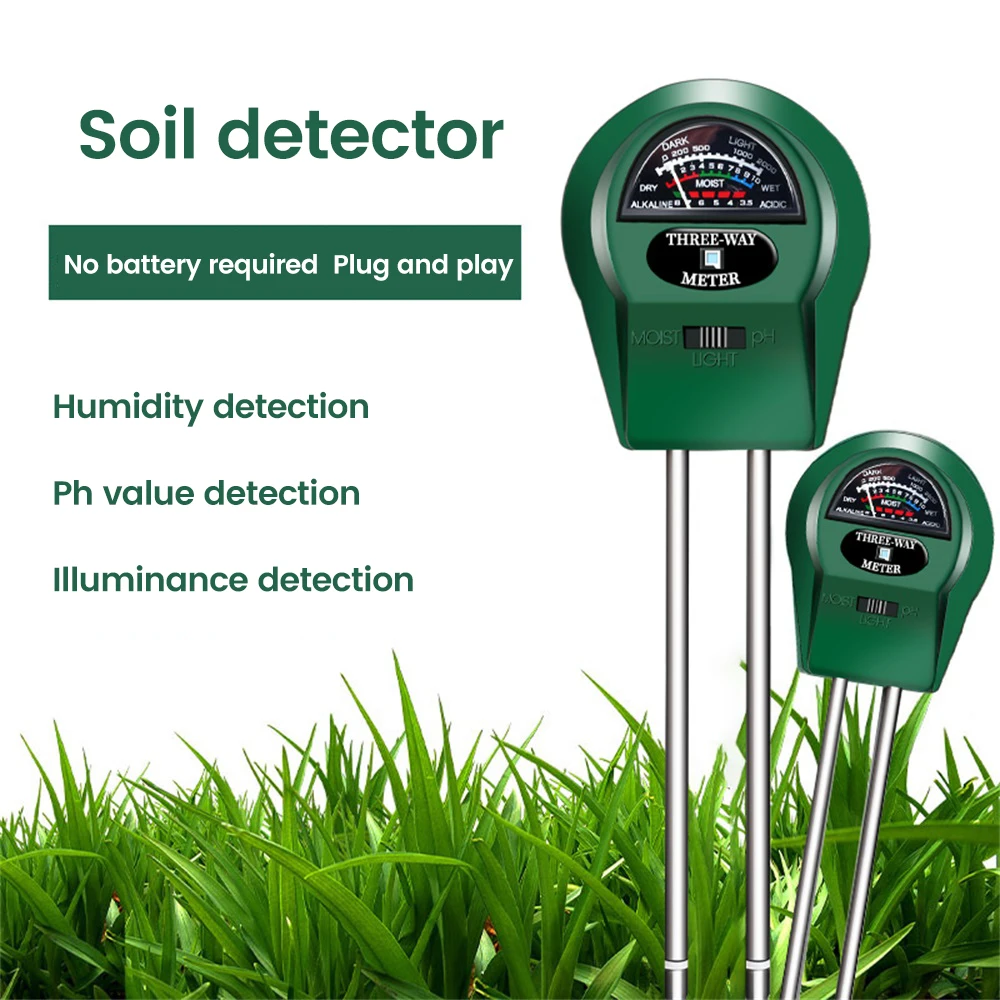 Влага на почвата, водата, PH-метър 3 in1, Киселинност, съдържание на влага, тест PH на слънчева светлина, Градински цветя, тестер сензор за влажност на въздуха, инструмент за тестване