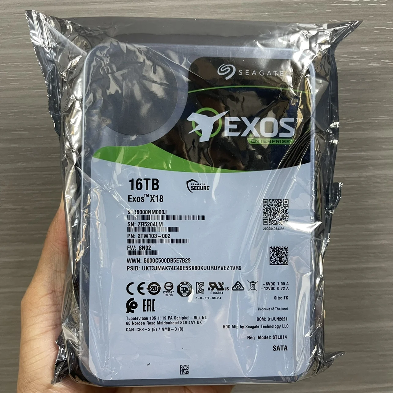 7200 Об/мин Galaxy Exos X18 16T Корпоративен високоскоростен твърд диск SATA16TB Тенис на сървър