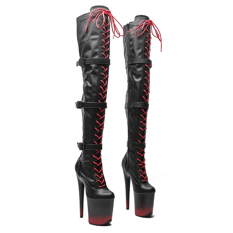 Leecabe 20 см / 8 инча Матов обувки за танци на един стълб от изкуствена кожа, обувки на платформа с високи токчета, обувки за танци на един стълб със затворени пръсти