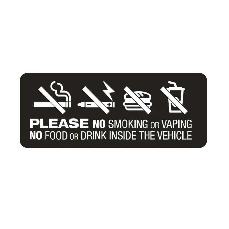 На автомобилни етикети забранено да пие и да пуши в колата. Обърнете внимание на автомобили, камиони, таксита, етикети на прозореца и декоративни аксесоари