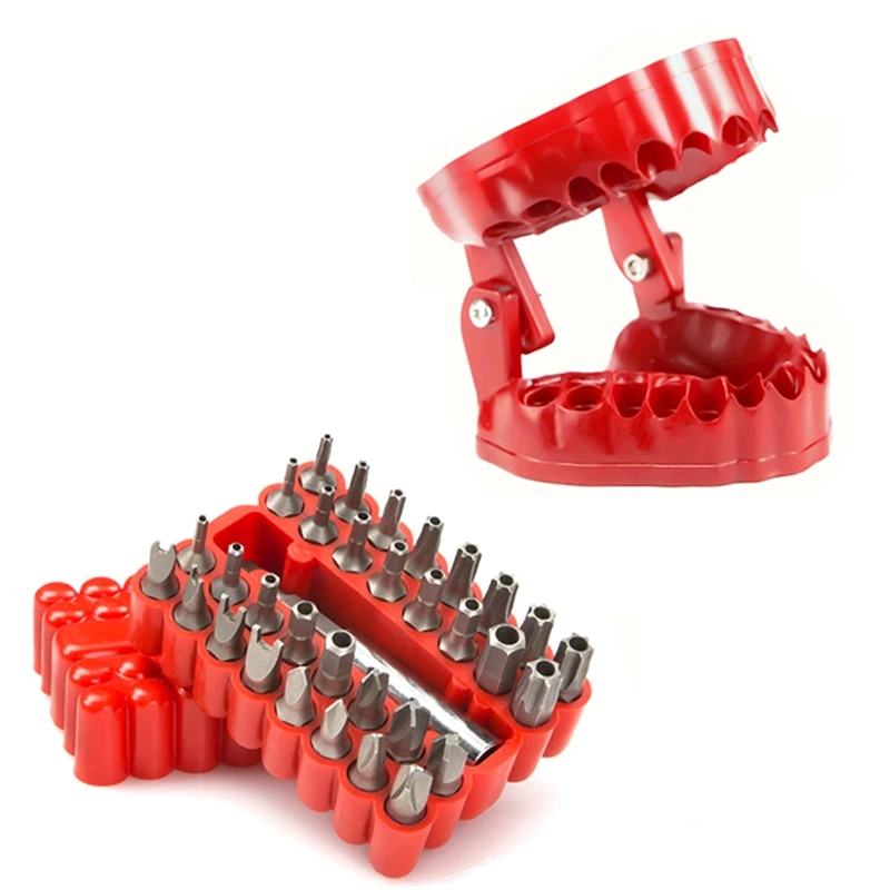 Титуляр-органайзер за отвертки за зъбни протези, С магнитна основа, държач за тренировки с 32 бр. части и 1 удлинительной розетка