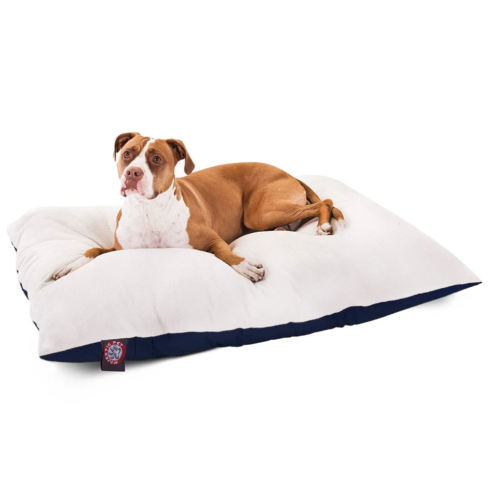 Поли / Памучен правоъгълна възглавница-легла за кучета, свалящ се, синьо, среден размер